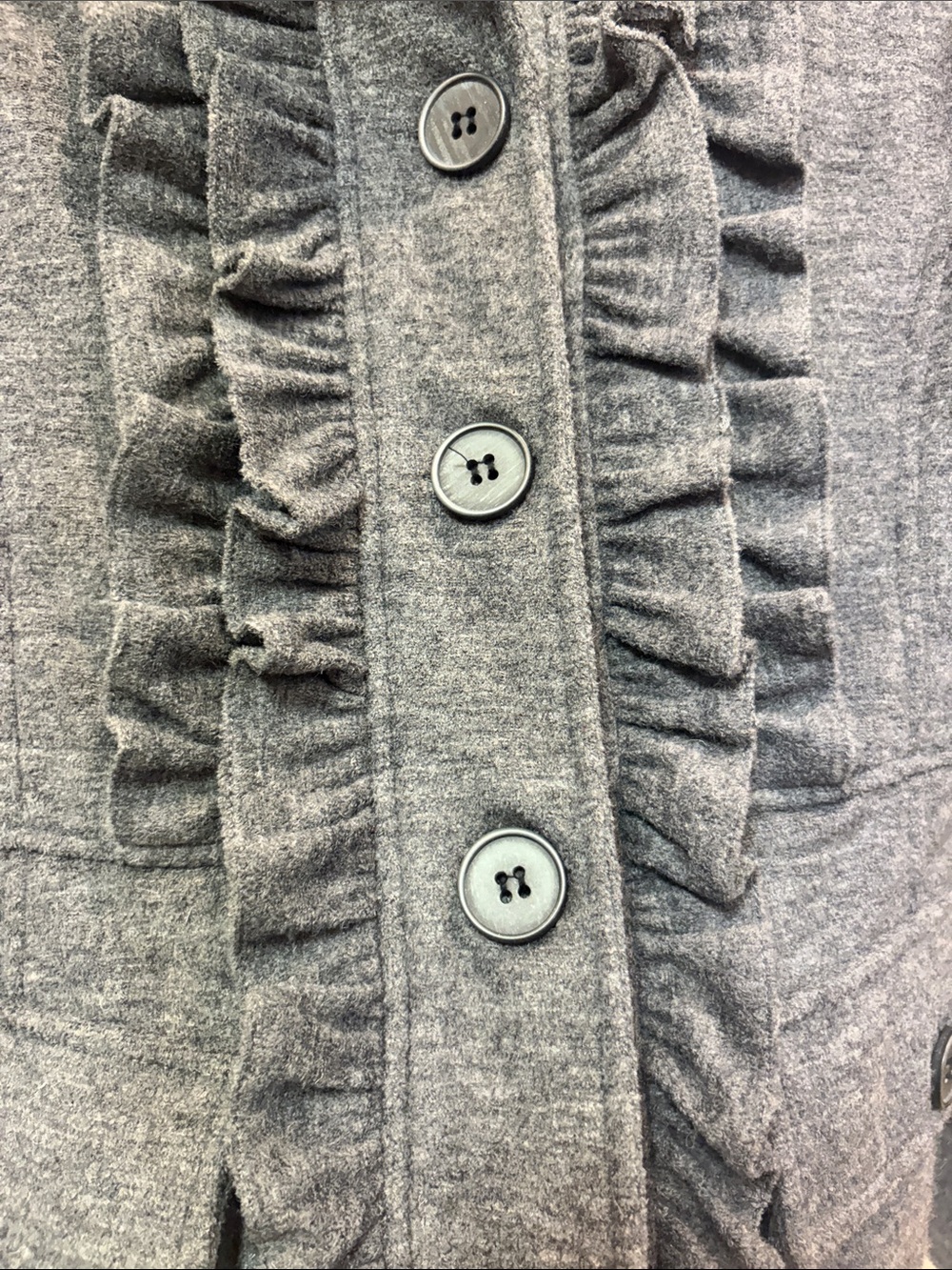 Mystree Gray Ruffle-Front Blazer Jacket - Picture 5 of 7